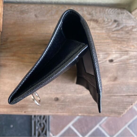 BVLGARI Black Leather Long Wallet with Teal Blue Interior and Silver Hardware. - Picture 2 of 15